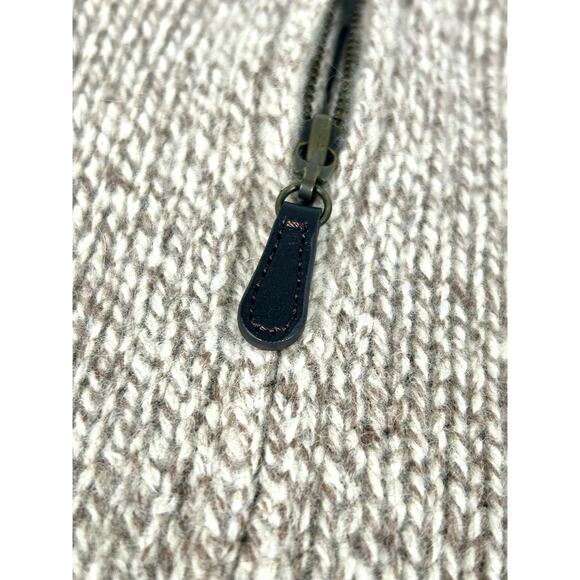 L.L Bean Men's M Heavyweight 100% Lambs Wool Sweater Jacket Beige Oatmeal - Picture 9 of 11